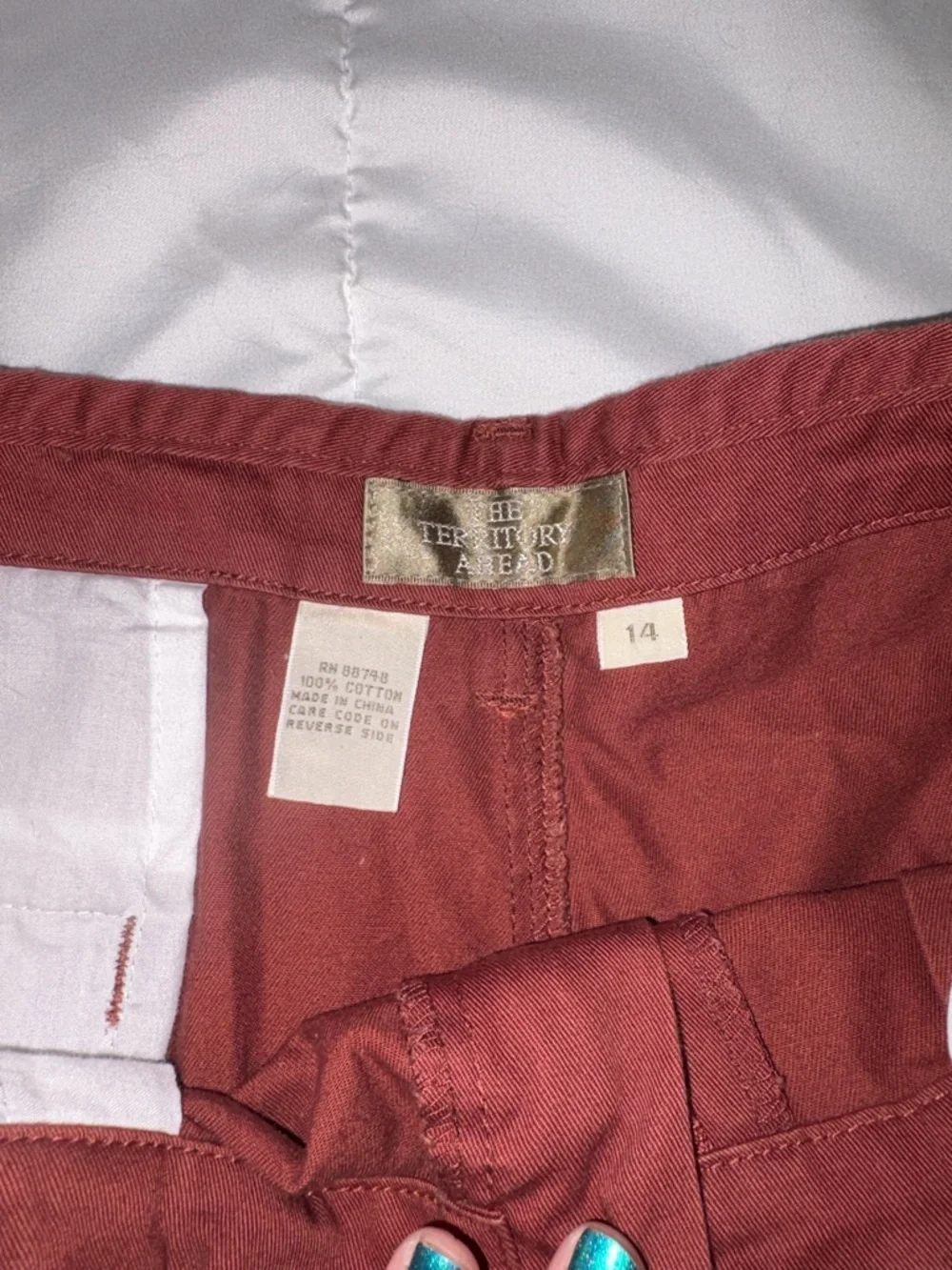 The Territory Ahead Men’s Pleated Chino Baggy Cotton Shorts Size Large 14